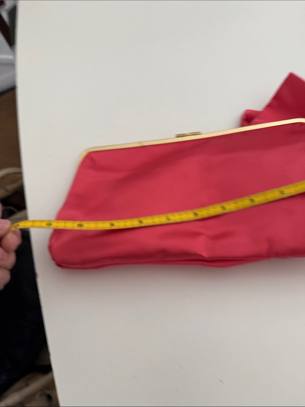 100% silk J.Crew pink w/ gold tone snap bow clutch handbag purse new with tag - Picture 5 of 7